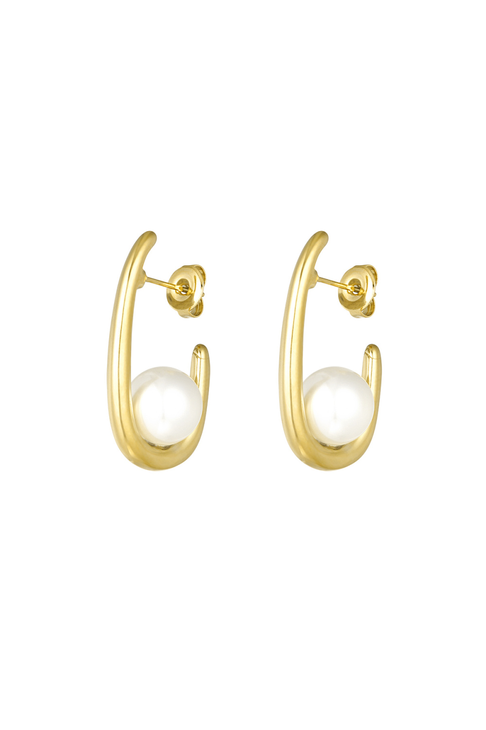 Boucles D'oreilles Demi-Lune Perle Dorée 