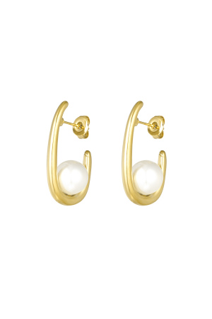 Boucles D'oreilles Demi-Lune Perle Dorée h5 