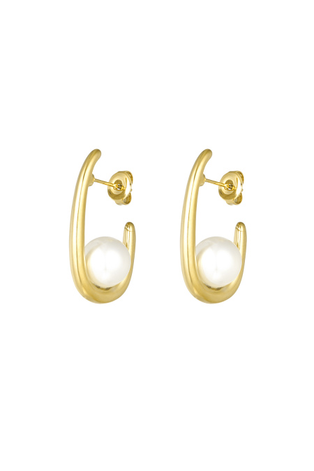 Boucles d'oreilles demi-lune perle dorée