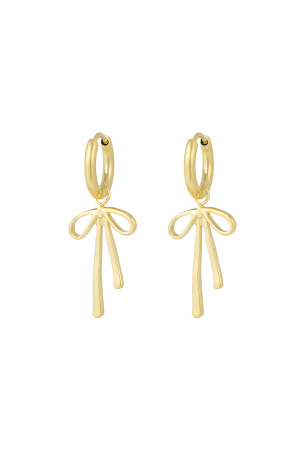 Boucles D'oreilles Noeud Suspendu - Doré h5 
