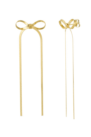 Boucles D'oreilles Avec Noeud Long - Doré h5 