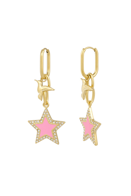 Boucles d'oreilles tu es une star - doré rose