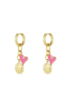 Boucles D'oreilles Breloques Soleil En Forme De Coeur h5 