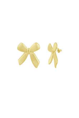 Boucles D'oreilles Clous Simples Avec Noeud - Doré  h5 
