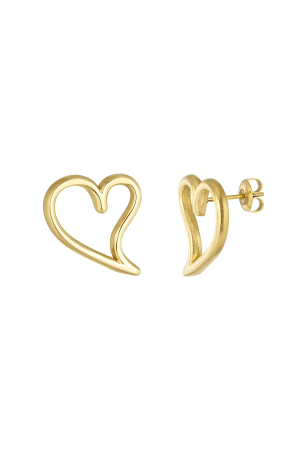 Boucles D'oreilles En Forme De Coeur - Doré h5 