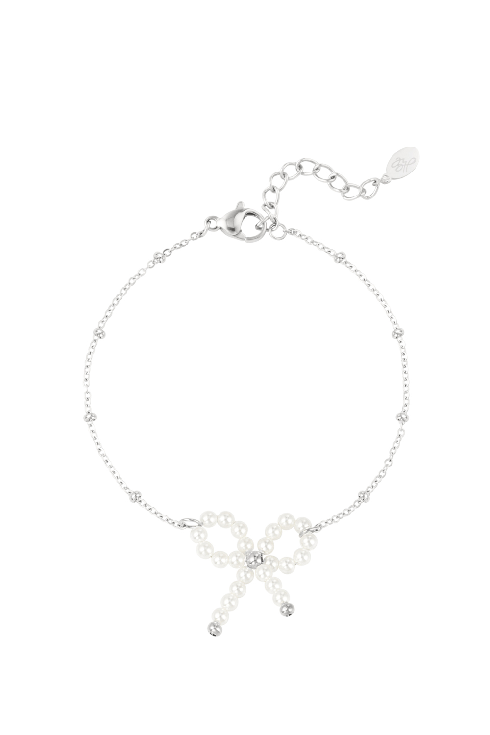 Bracelet Noeud Perles - Couleur Or Blanc  