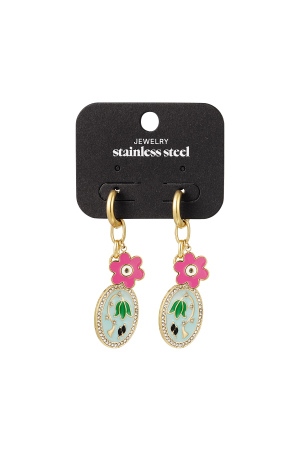 Boucles D'oreilles Bouquet De Fleurs - Doré h5 Image3