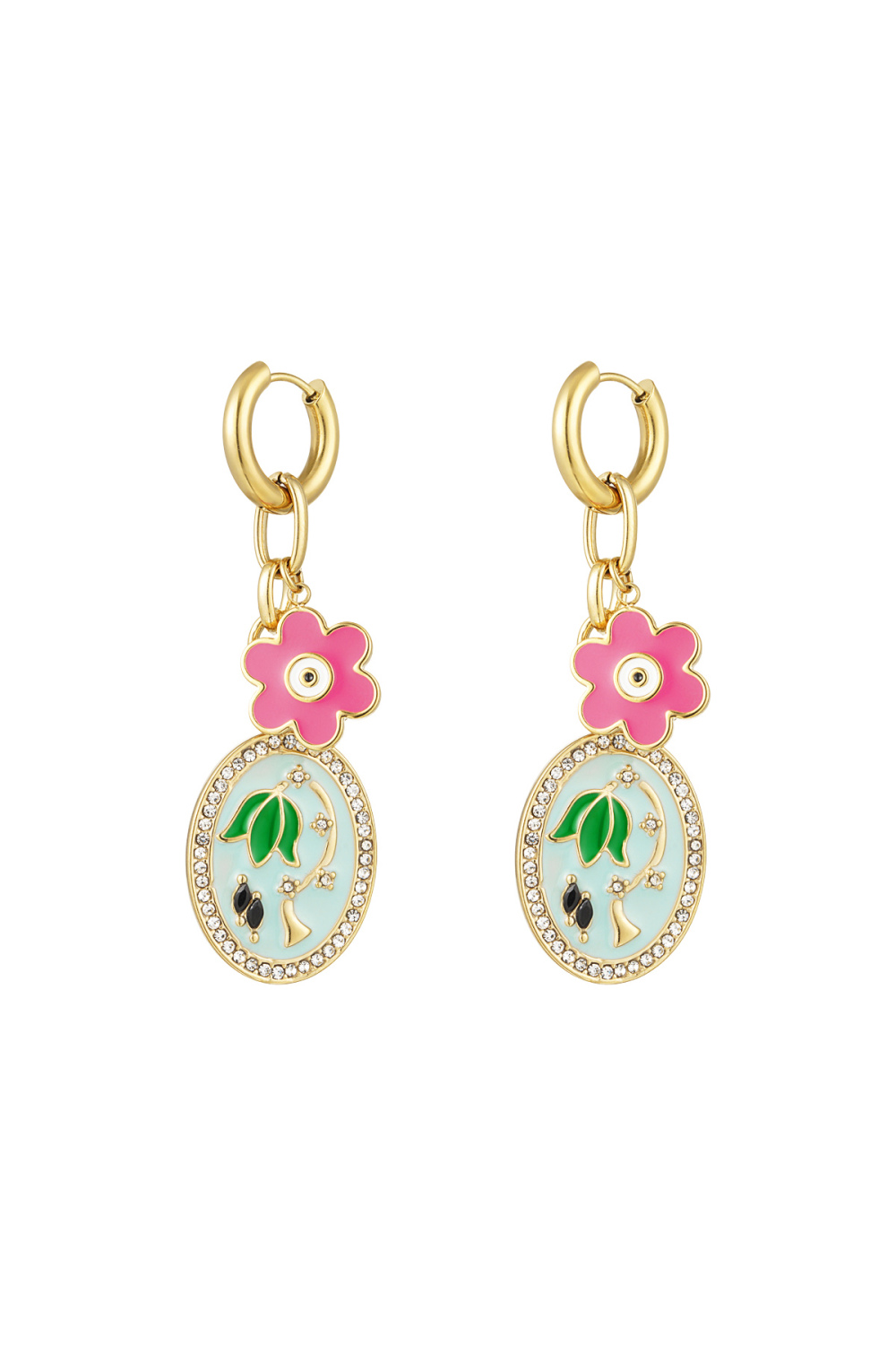 Boucles D'oreilles Bouquet De Fleurs - Doré 