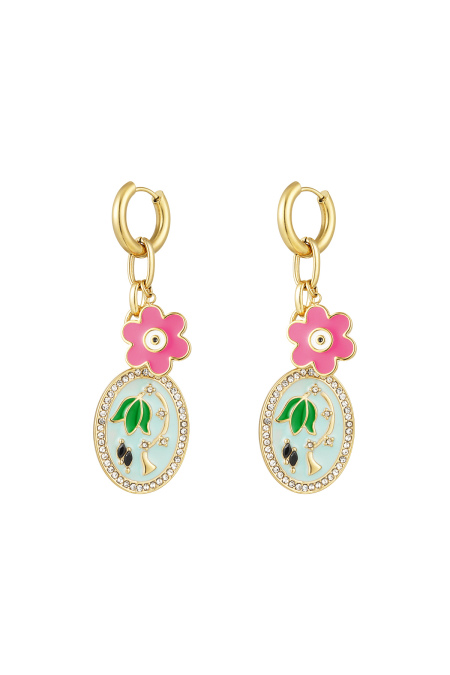 Boucles d'oreilles bouquet de fleurs - doré