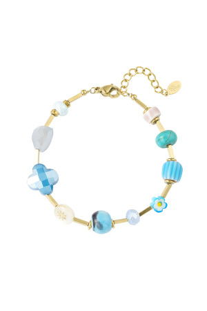 Bracelet Charm Tréscouleur Or Vintage - Couleur Or Bleu h5 