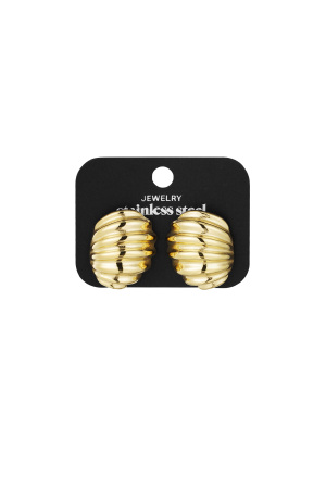 Boucles D'oreilles Côtelées Basic - Doré h5 Image2