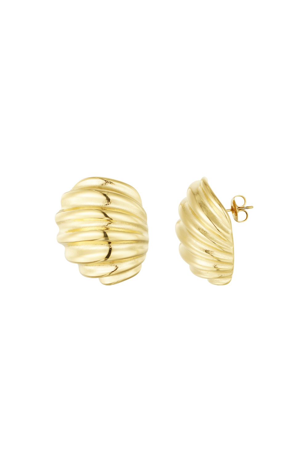 Boucles D'oreilles Côtelées Basic - Doré