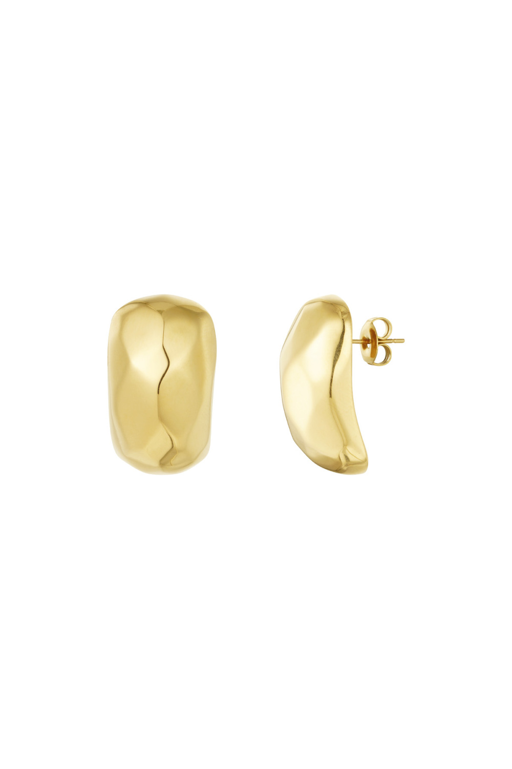 Boucles D'oreilles Pendantes Structurées - Doré 