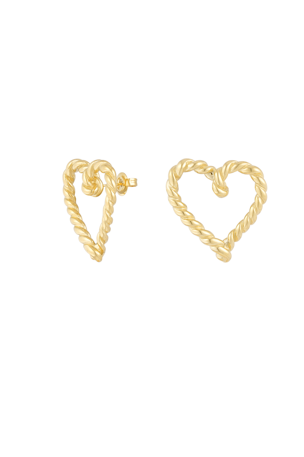 Boucles D'oreilles Coeur Torsadé - Doré 