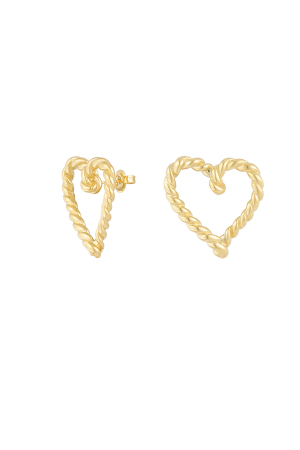Boucles D'oreilles Coeur Torsadé - Doré h5 