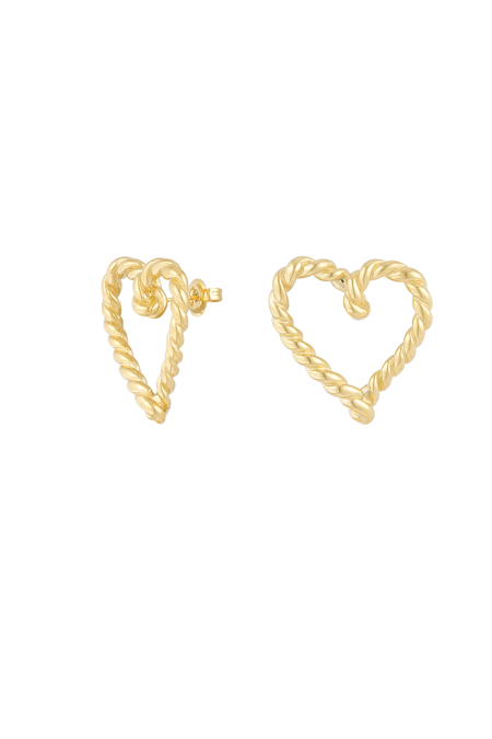 Boucles d'oreilles coeur torsadé - doré