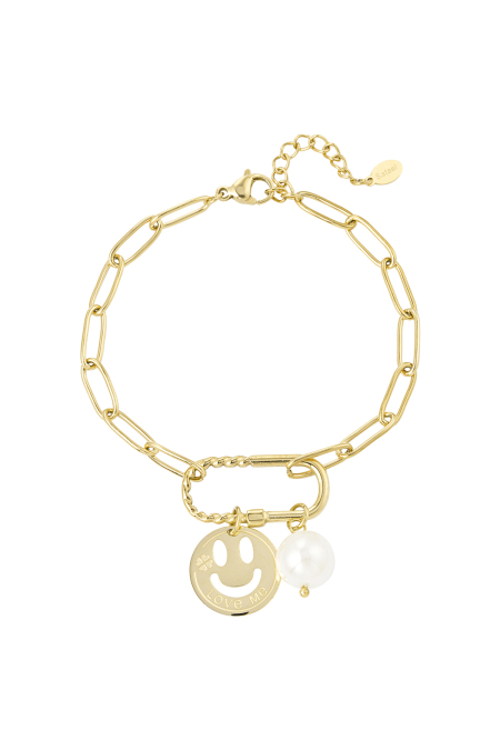 Bracelet lien smiley - doré 