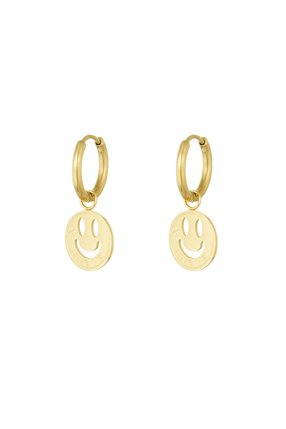 Boucles D'oreilles Smiley Love - Doré 
