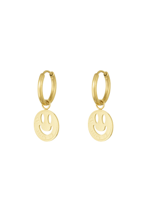 Boucles D'oreilles Smiley Love - Doré h5 