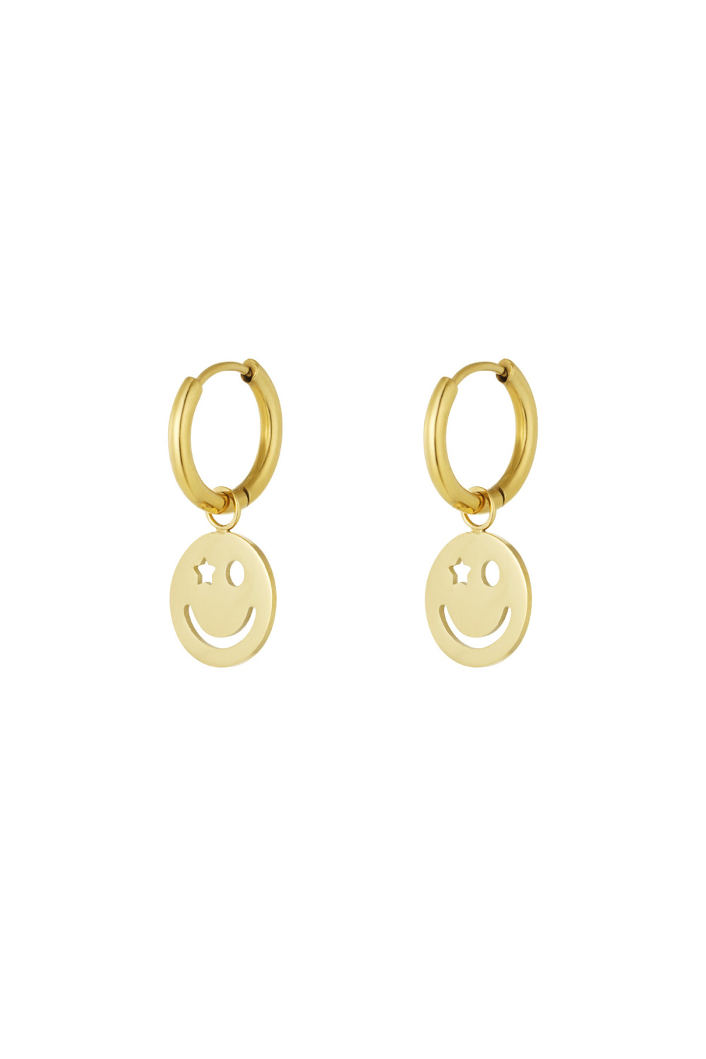 Boucles D'oreilles Be Happy Smiley - Doré 