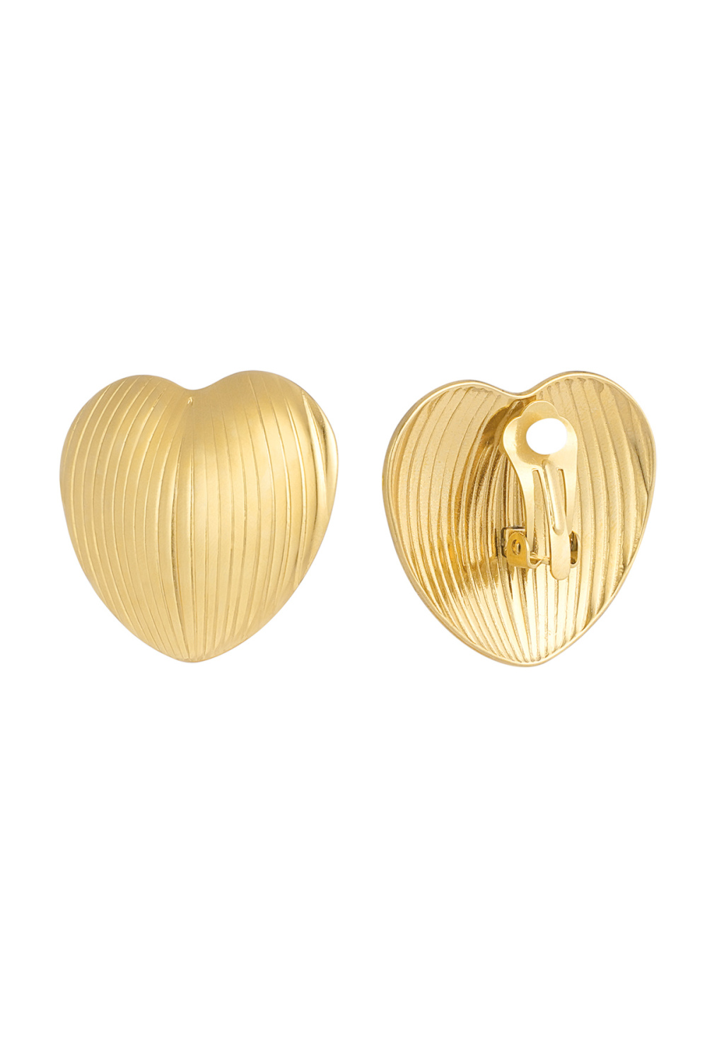 Boucles D'oreilles Clip Déclaration Coeur - Doré 