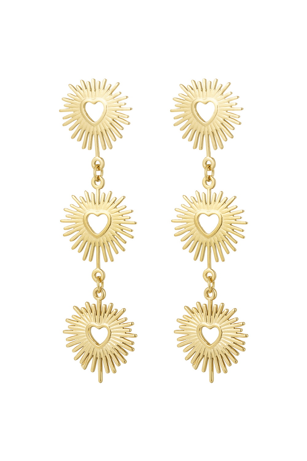 Boucles D'oreilles Coeur Feu D'artifice - Doré 