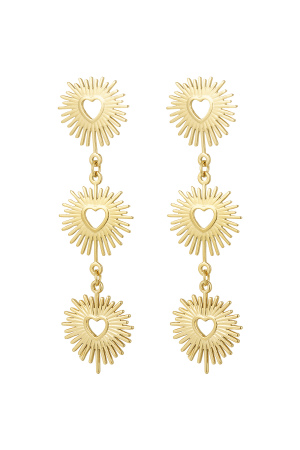 Boucles D'oreilles Coeur Feu D'artifice - Doré h5 