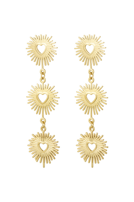 Boucles d'oreilles coeur feu d'artifice - doré