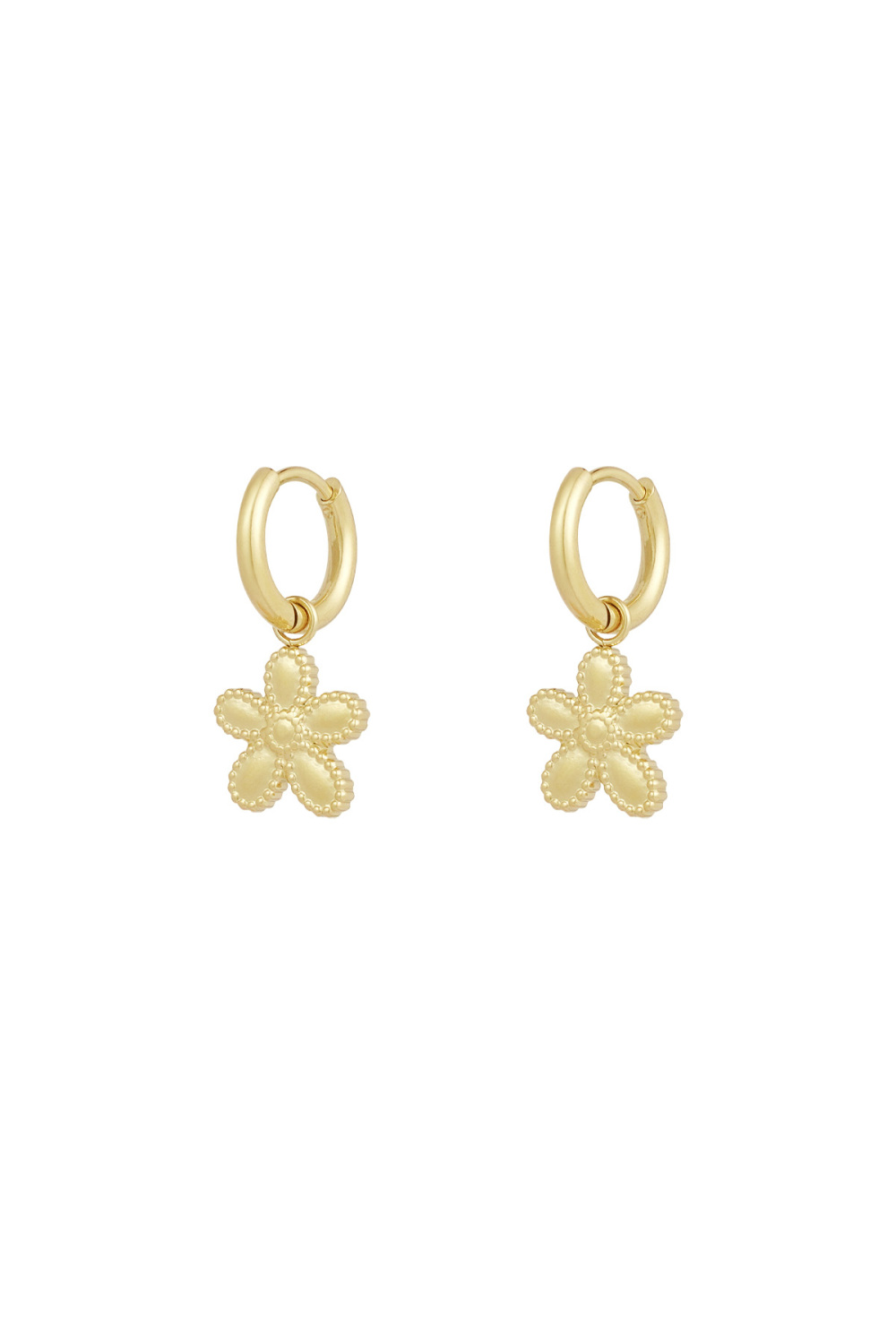 Boucles D'oreilles Fleurs Simples - Doré 