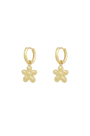 Boucles D'oreilles Fleurs Simples - Doré h5 
