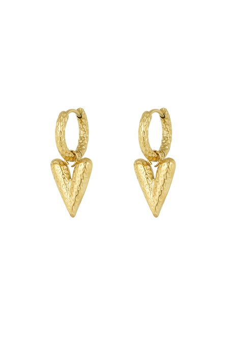 Boucles d'oreilles Love on top avec structure - doré