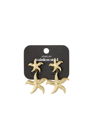 Boucles D'oreilles Double Étoile De Mer - Dorées h5 Image3