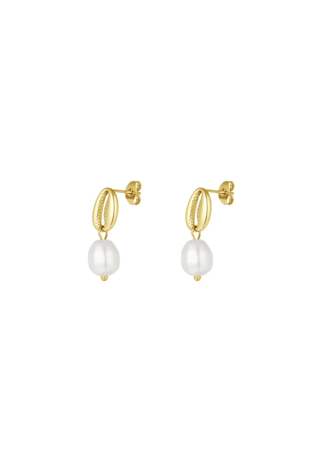 Boucles D'oreilles Coquillage Perle - Doré 