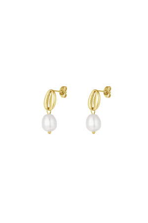 Boucles D'oreilles Coquillage Perle - Doré h5 
