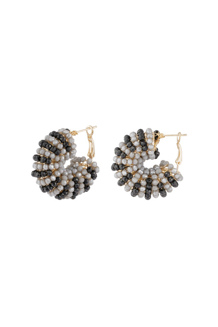 Boucles d'oreilles Happy Beads - noir et gris