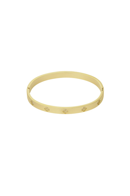 bracelet esclave avec trèfles et pierres