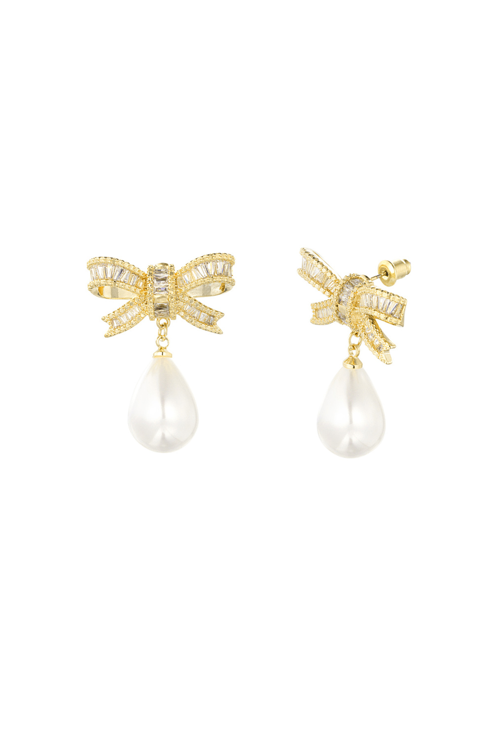 Boucles D'oreilles Classiques Avec Nœud Et Perles Image3