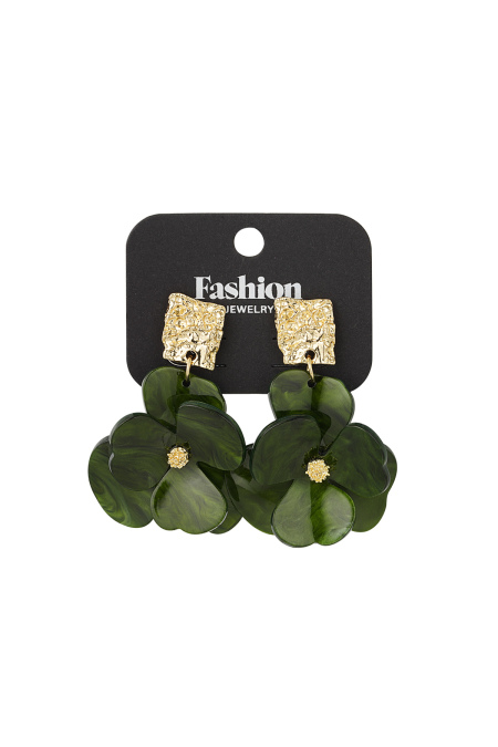 Boucles d'Couleur oreilles fleur magique - Couleur or vert 2