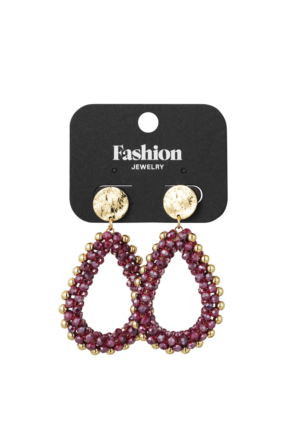 Boucles D'oreilles Pendantes En Perles - Rouge Vin h5Image3