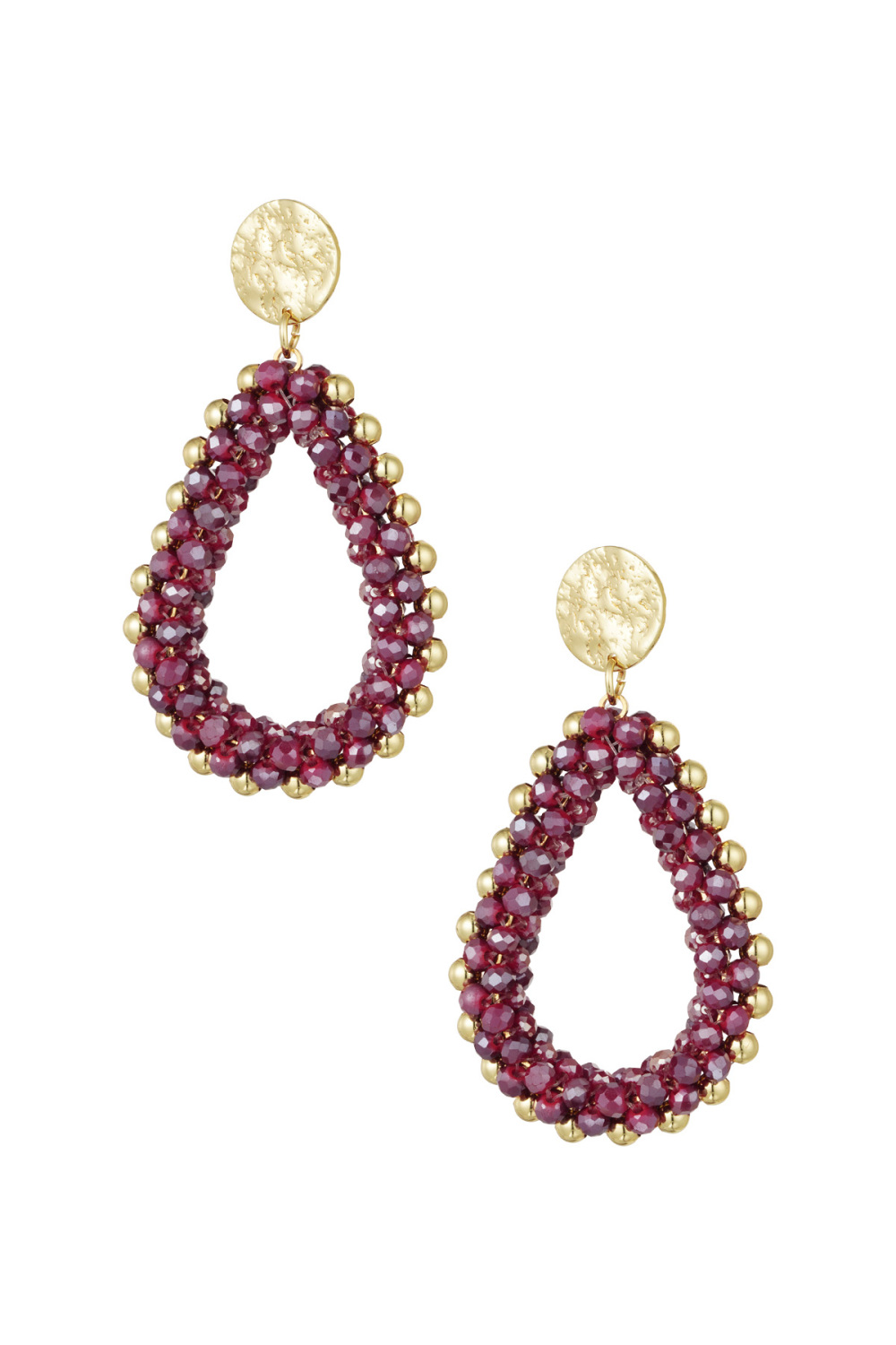 Boucles D'oreilles Pendantes En Perles - Rouge Vin