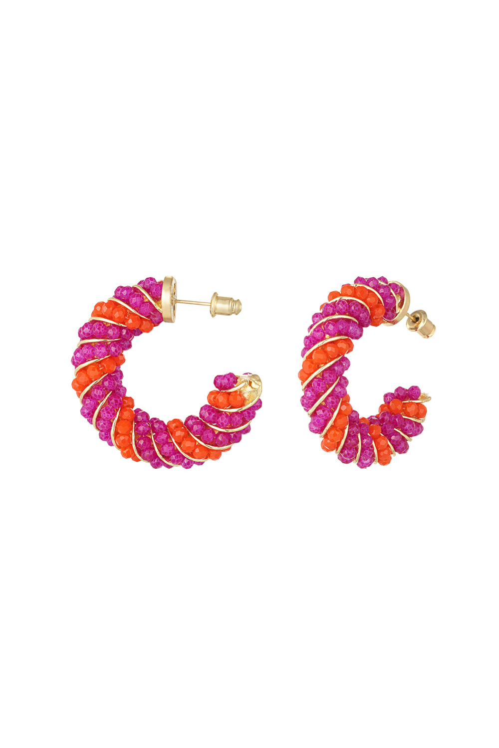 Boucles D'oreilles Twisted Grace - Orange Et Rose 
