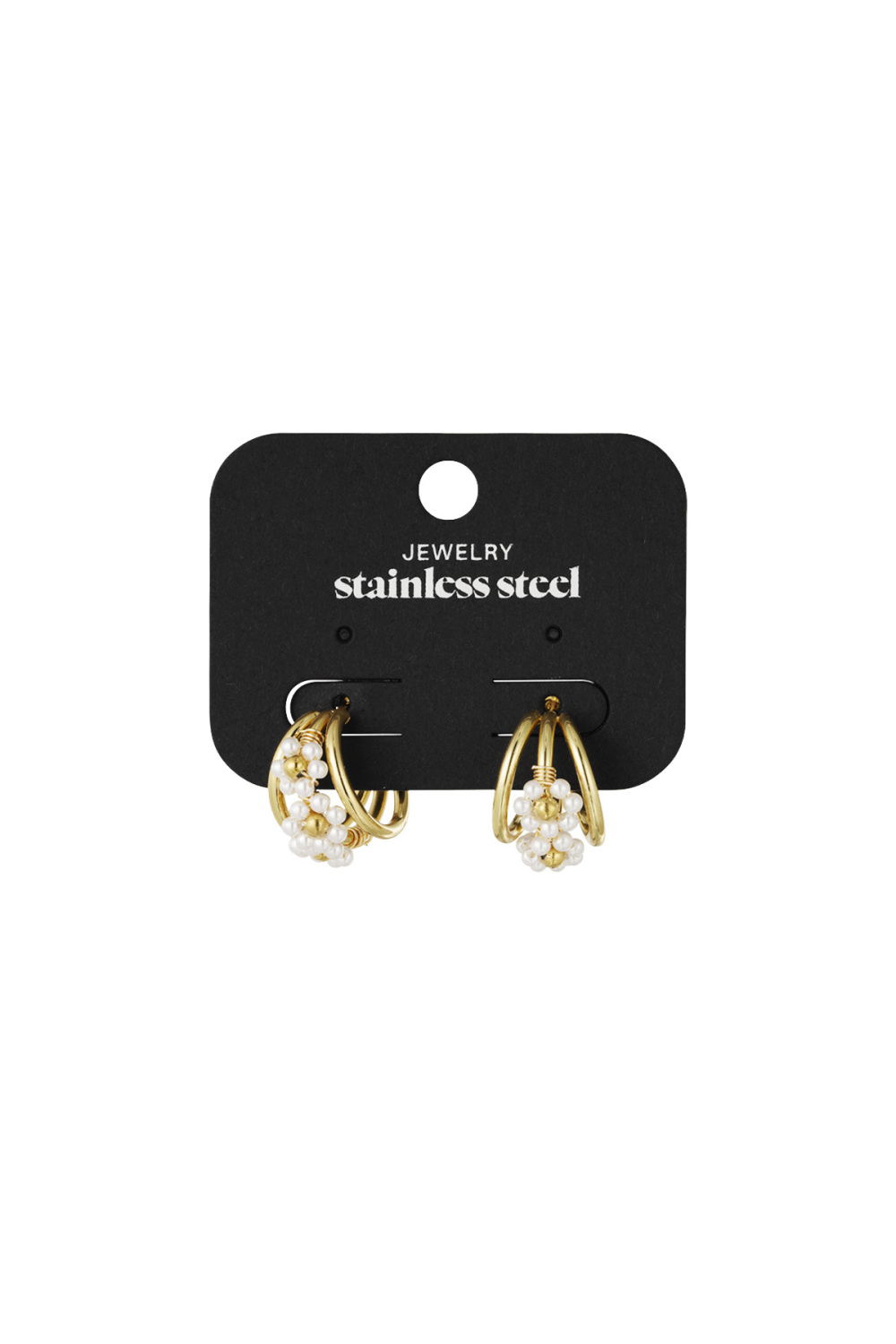 Boucles D'couleur Oreilles Perles Fleuries - Couleur Or Blanc Image3