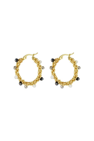Boucles D'oreilles En Perles Brillantes - Noir Et Gris h5 
