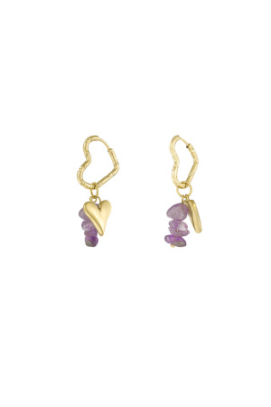 Boucles D'oreilles Coeur Et Pierre h5 