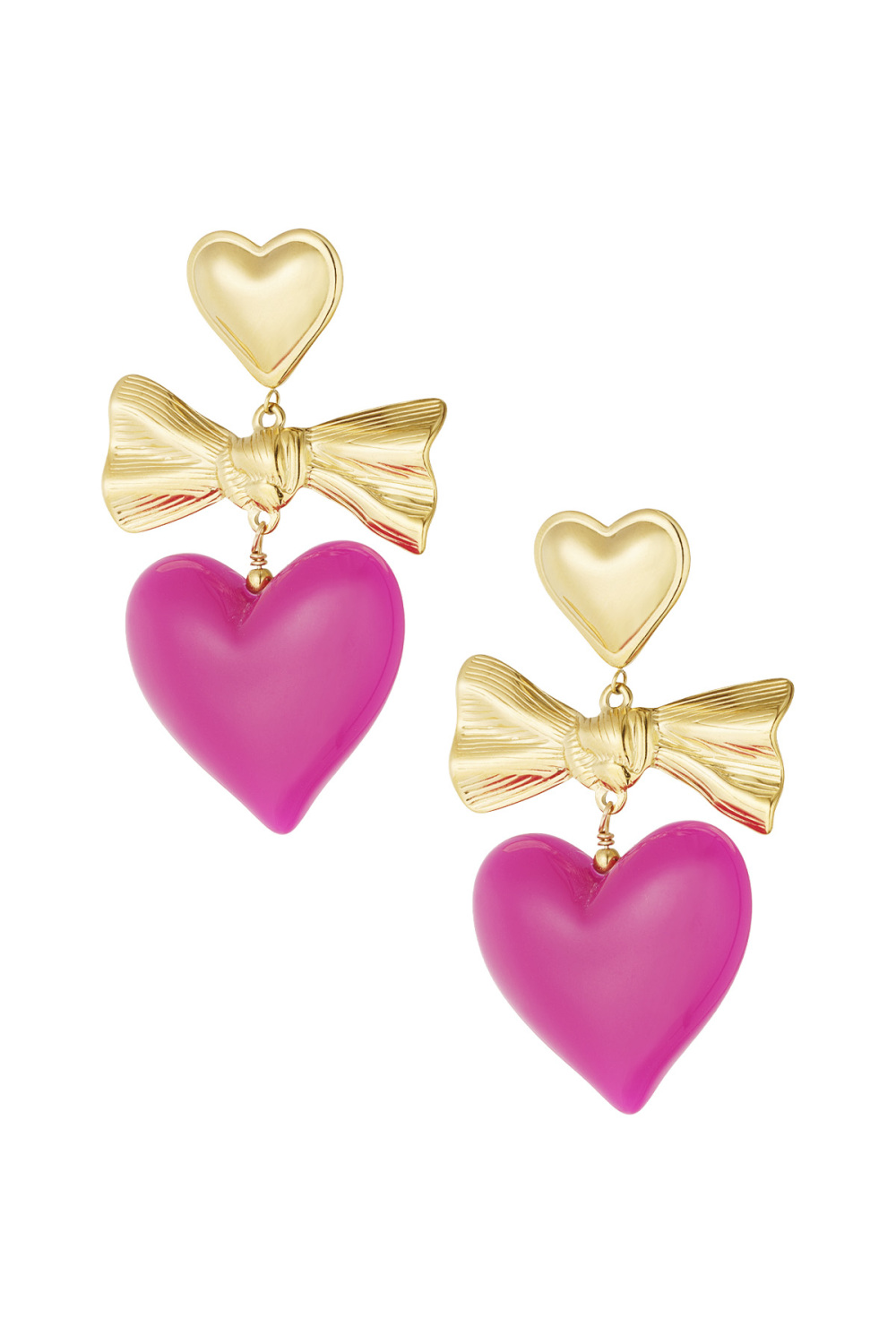 Boucles D'oreilles Coeur Et Noeud Colorés