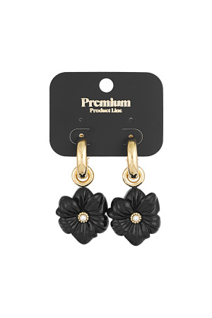 Boucles D'oreilles Crazy Flower - Couleur Or Noir h5 Image3