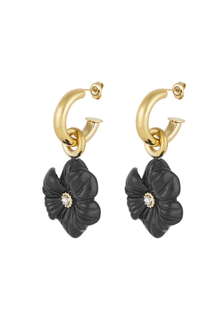 Boucles d'oreilles Crazy Flower - Couleur or noir