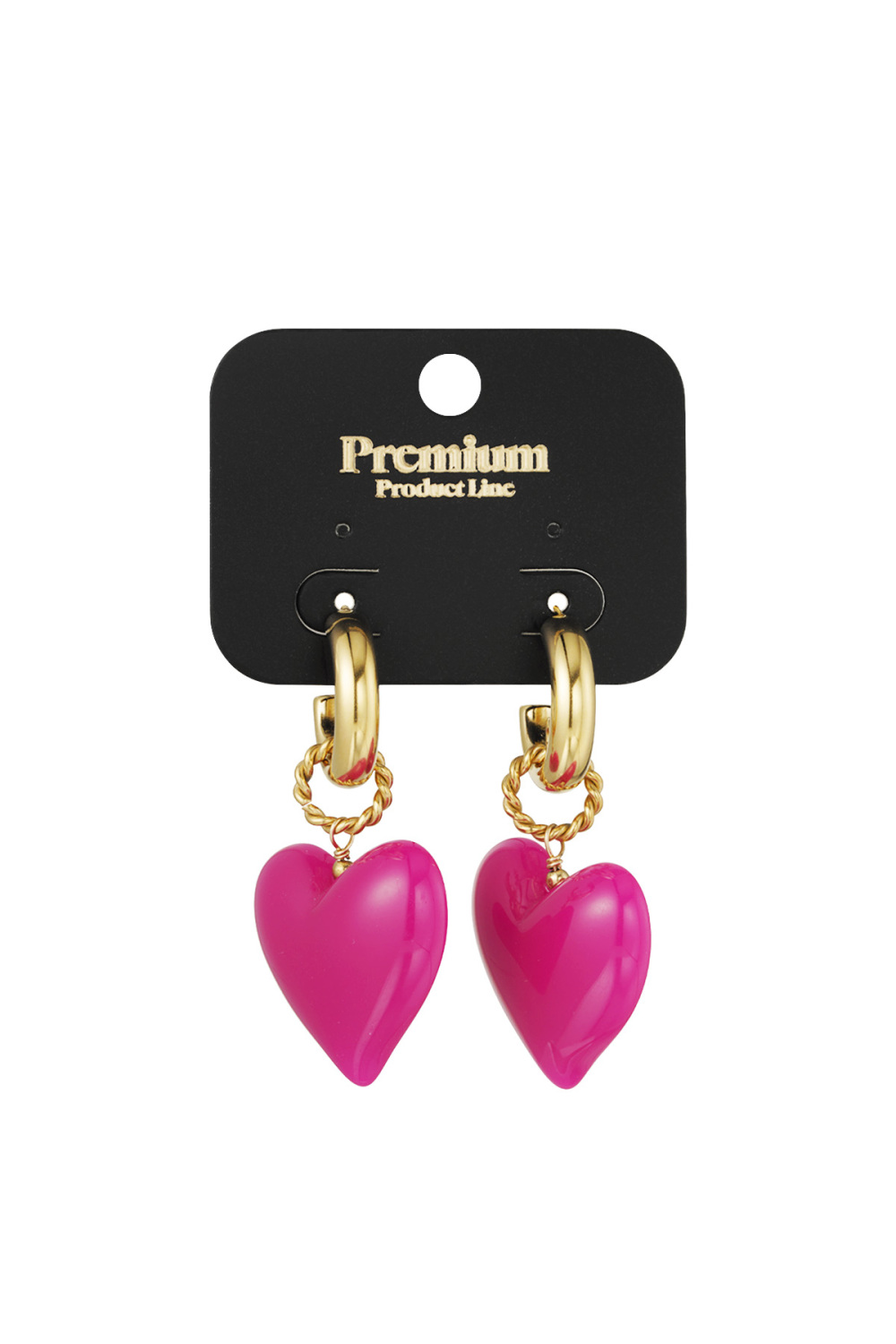 Boucles D'oreilles Gros Coeur Bois Rose h5Image2