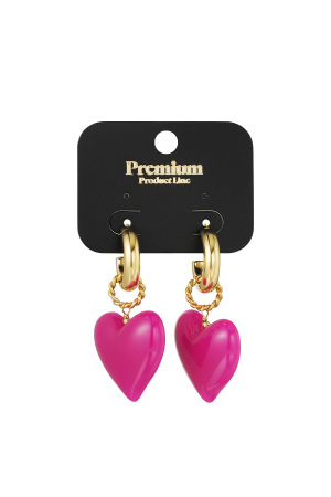Boucles D'oreilles Gros Coeur Bois Rose h5 Image2