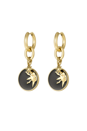 Boucles D'couleur Oreilles Journée Ensoleillée - Couleur Or Noir h5 